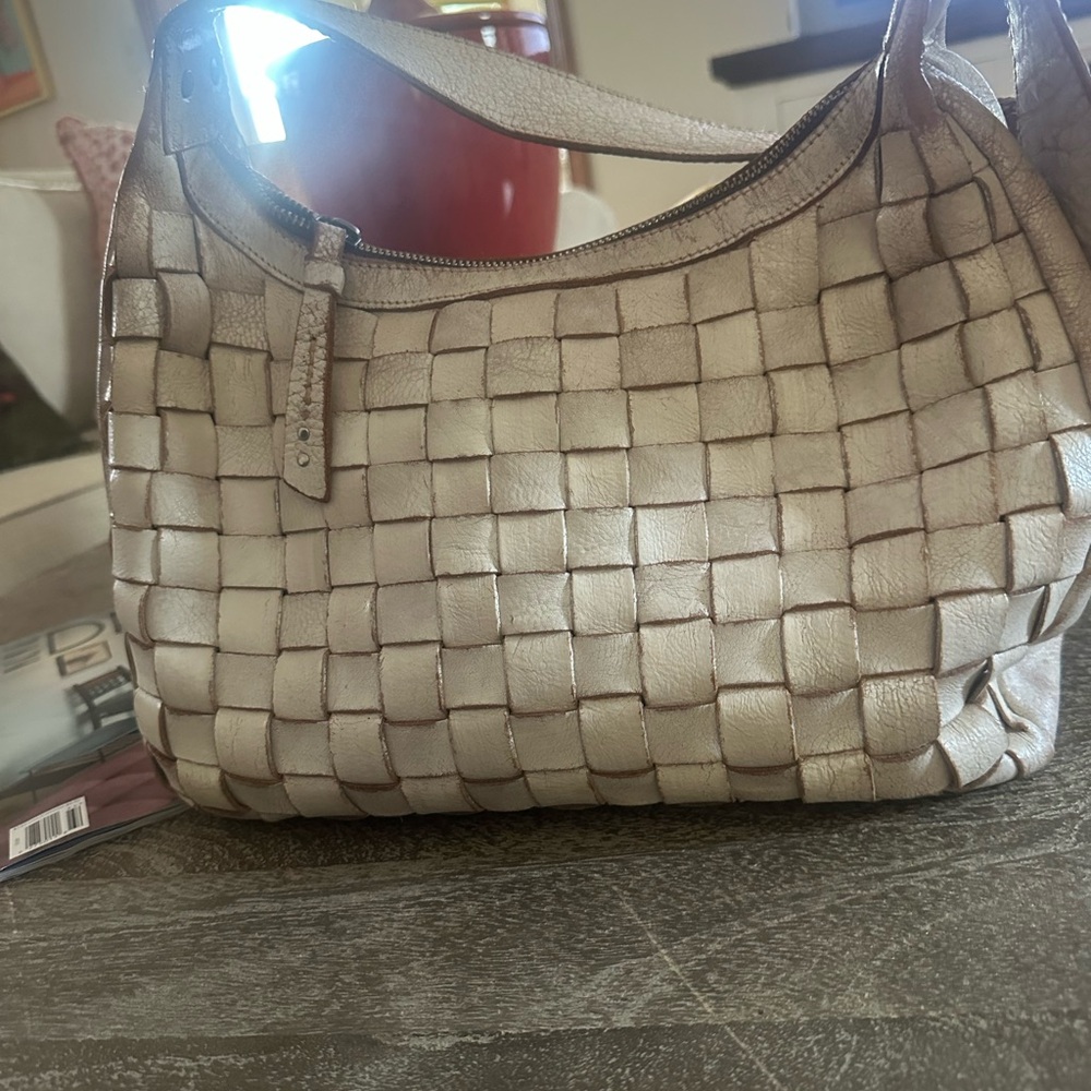 Bed Stu Woven Tan Leather Shoulder Bag